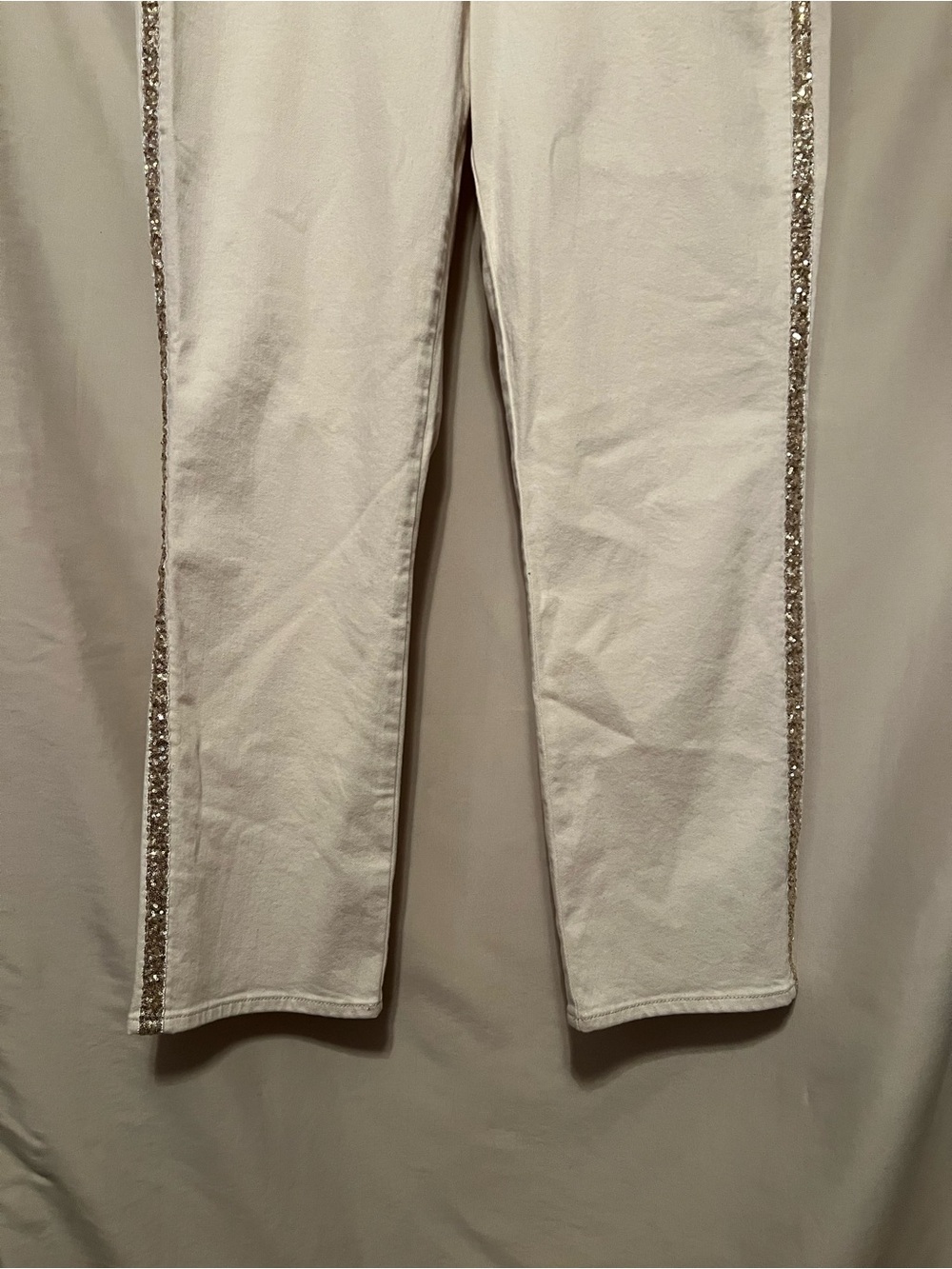NWT Talbots Cream Straight-Leg Jeans with Gold Side Stripe - Picture 12 of 12
